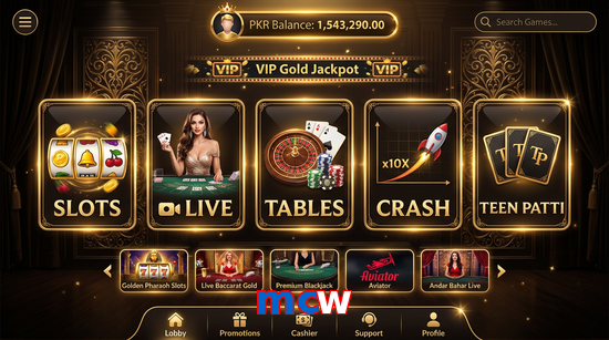 Main screen of Mcw casino page for PK players